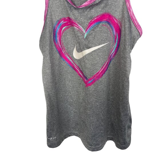 Nike Dri-Fit Heart Tank Gray Pink Girls Size 6 - Picture 3 of 10